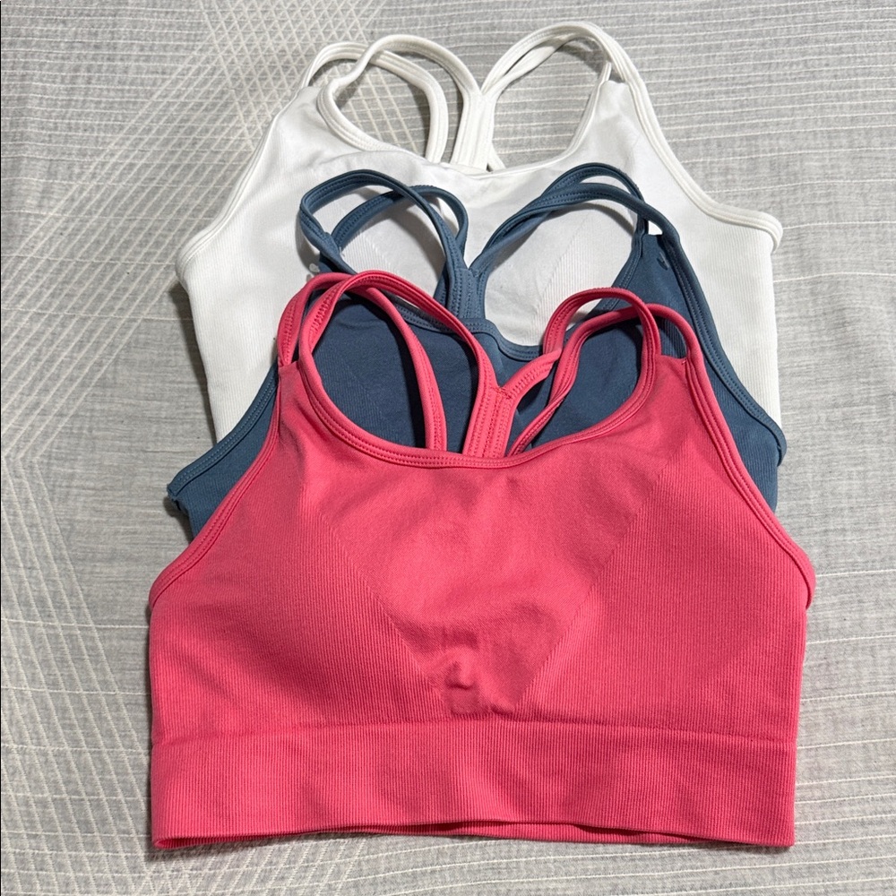 Seamless Racerback Sports Bra - Pink, Blue, White